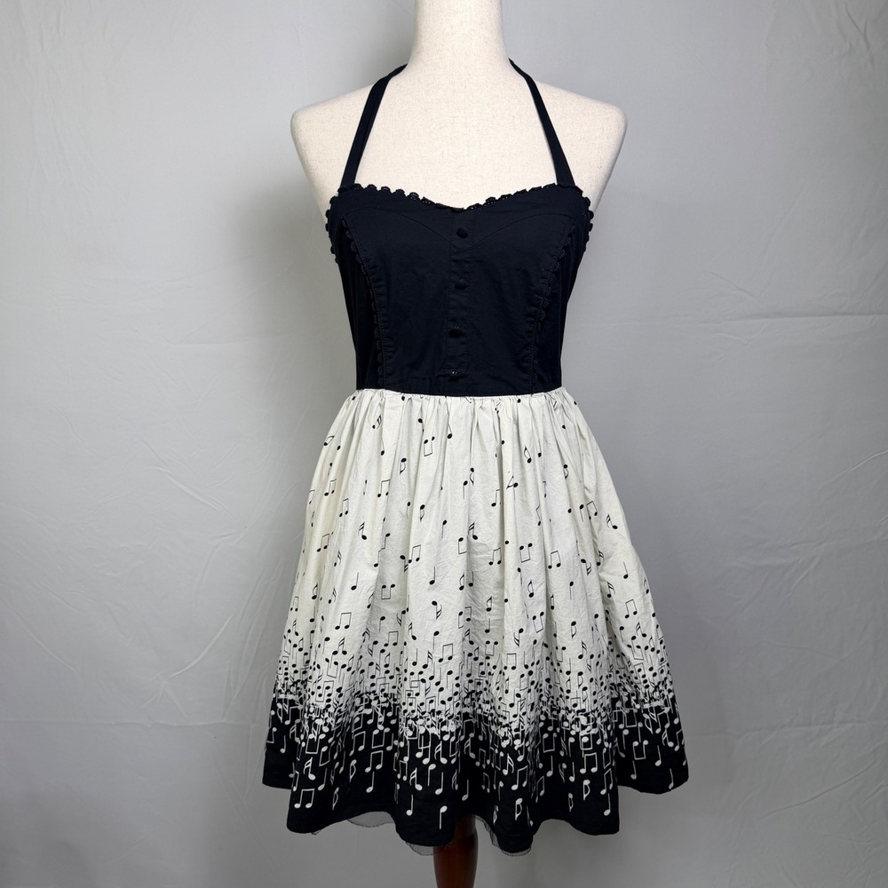 Hot Topic Musical Note Halter Dress  Rockabilly Swing Tulle, pink,goth,emo
Retro